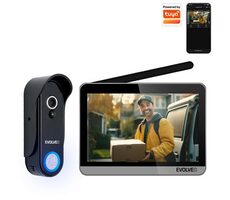Evolveo DoorPhone W7 / Kabelloses Heim-Video-Türsprechanlagen-Set mit WLAN/Monitor schwarz-silber