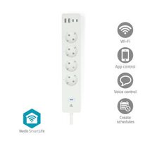 Nedis SmartLife Verlängerungskabel / WLAN / USB A / USB-C / 16 A / 3680 W / 2,00 m / 0 - 55 °C / Android & iOS
