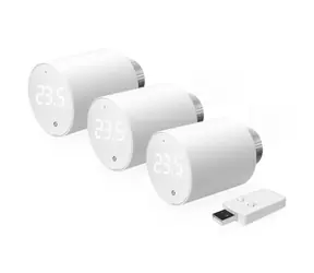 Shelly Blu TRV Thermostatkopf (3 Stück) + Blu Gateway Gen. 3 weiß / 3x Smart Thermostatkopf + BT Gateway