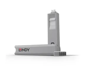 Lindy 40427 USB-C-Anschlussblocker mit Schlüssel weiß / 4 Stück.