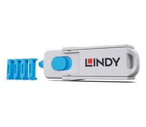 Lindy 40320 HDMI-Portblocker mit Schlüssel, blau / 4 Stück