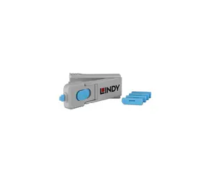 Lindy 40324 DP-Portblocker mit Schlüssel blau / 4 Stück.