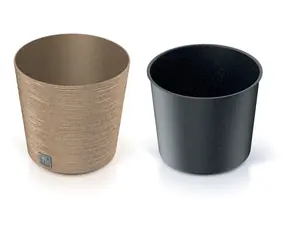 Prosperplast FURU RUND LOW ECO WOOD 25 cm naturo / Blumentopf  