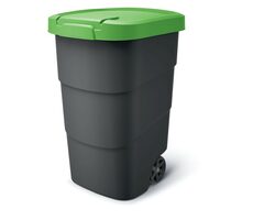 Prosperplast Wheeler 110 l anthrazit mit grünem Deckel / Mülleimer 