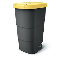 Prosperplast Wheeler 110 l anthrazit mit gelbem Deckel / Mülleimer 