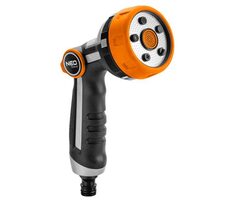 Neo Tools 15-708 orange-schwarz / Spritzpistole mit Stromregulierung / 5 Funktionen / Daumen EIN/AUS