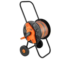 Neo Tools 15-793 orange-schwarz / Gartenschlauchwagen mit klappbarer Halterung bis 60m 1/2" oder 20m 3/4"