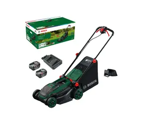 BOSCH Rotak 18V2-38 / Akku-Rasenmäher / 18 V / Schnittbreite 38 cm / Grasfangkorb 40 l / 2 x 4,0 Ah