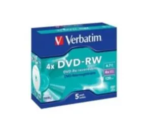 5 Stück DVD-RW 4,7 GB Verbatim 4X / JewelCase
