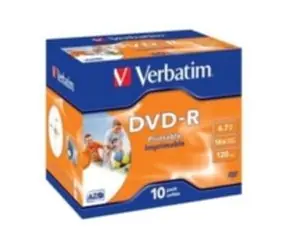 Verbatim 10 Stück DVD- R 4,7 GB 16x (Wide Injekt Printable) / JewelCase