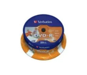 25 Stück DVD- R 4,7 GB Verbatim 16x / Wide Injekt Printable / Spindl