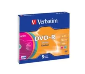 Verbatim 5 Stück DVD- R 4,7 GB 16x (Farbe) / SlimCase