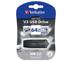 Verbatim Store 'n' Go V3 64 GB Schwarz / Flash-Disk / USB 3.0 / Lesen: 80 MB / Schreiben: 25 MB