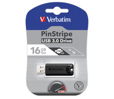 Verbatim PinStripe 16GB schwarz / Flash-Disk / USB 3.0 