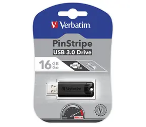 Verbatim PinStripe 16GB schwarz / Flash-Disk / USB 3.0 