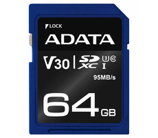 ADATA Premier Pro 64 GB SDXC / UHS-I / U3 / V30 / CL10 / R: 95 MB/60 MB