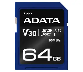 ADATA Premier Pro 64 GB SDXC / UHS-I / U3 / V30 / CL10 / R: 95 MB/60 MB