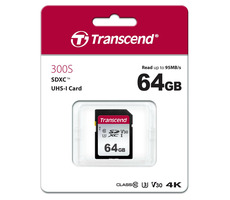 Transcend 300S SDXC 64 GB / UHS-I / U3 / V30 / R: 95 / W: 25 MB