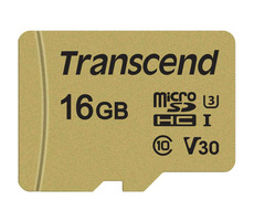 Transcend 500S Micro SDHC 16 GB + Adapter / UHS-I / U3 / V30 / R: 95 MB/W: 60 MB