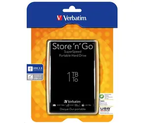 Verbatim Store'n'Go 1 TB / 5400 U/min. / 2,5" / 8MB Cache / USB 3.0 / Schwarz / Extern / Ausverkauf