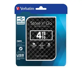 Verbatim Store 'n' Go GEN2 SuperSpeed 4TB schwarz / Externe Festplatte / 2,5" / USB 3.0 / 8MB / 5400rpm / 4,8GBps