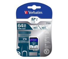 Verbatim SDXC 64GB Speicherkarte Pro U3 / UHS-III / U3 / V30 / R: 90 MBit/s / W: 45 MBit/s / geeignet für 4K