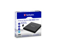 Verbatim Slimline externer CD-DVD-Brenner schwarz / USB 2.0 / mit NERO Burn & Archive Software