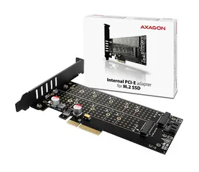 Axagon PCEM2-D, PCIe x4 - M.2 NVMe M-Key + SATA B-Key-Slot-Adapter, LP