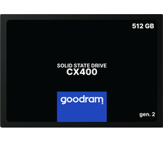 Goodram CX400 Gen.2 512 GB / 2,5" / SATA III / 3D-NAND TLC / R: 550 MB/s / Schreibgeschwindigkeit: 500 MB/s / IOPS: 75.000 / 76.800 / MTBF: 2 Mio. Stunden