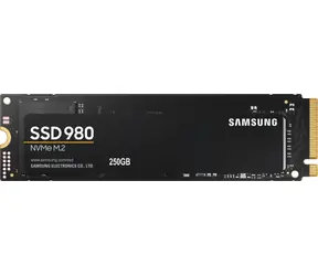 Samsung 980 250 GB / SSD / M.2 NVMe PCI-E 3.0 / TLC / R: 2900 MBit/s / W: 1300 MBit/s / IOPS: 320.000 und 230.000 / MTBF 1,5 MHz / 5 Jahre
