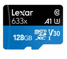 Lexar High-Performance 633x microSDXC 128 GB + Adapter / Lesen: 100 MB / Schreiben: 45 MB / UHS-I / Klasse 10