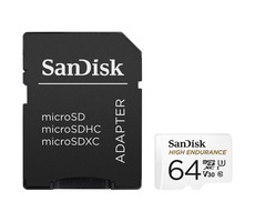 SanDisk High Endurance microSDXC 64 GB + Adapter / Klasse 10 / UHS-I / U3 / V30 / Lesen: 100 MB / Schreiben: 40 MB