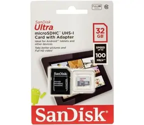 SanDisk Ultra microSDHC 32 GB + Adapter / Klasse 10 / UHS-I / Lesen: bis zu 100 MB
