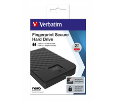 Verbatim Fingerprint Secure HDD 2 TB schwarz / Externe Festplatte / 2,5" SATA / USB-C 3.1 Gen 1 / Fingerabdruck / Verschlüsselung