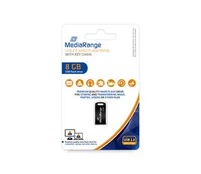 MediaRange MR920 8 GB schwarz / Flash Disk / USB-A 2.0 / Lesen: 15 MB / Schreiben: 4 MB