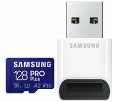 Samsung Micro SDXC 128 GB PRO PLUS + USB-Lesegerät / UHS-1 / Klasse 10 / U3 / Lesen: 160 MB/s / Schreiben: 120 MB/s