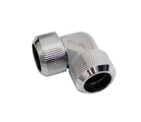 Alphacool Eiszapfen 16 mm Kompressionsverschraubung HardTube 90° L-Anschluss für Messing- und Acrylrohre, Chrom 