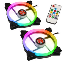 RAIJINTEK Iris 14 Rainbow RGB-2 schwarz / 2x140 mm / 30,8 dB bei 1500 U/min / 61 CFM / RGB / 4-Pin-PWM