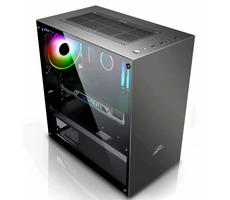 Evolveo M4 schwarz / M-ATX / 1x USB 3.0 + 2x USB 2.0 / 1x 120 mm / ohne Stromquelle / transparente Seite / RGB