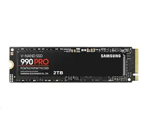 Samsung 990 PRO 2 TB / SSD / M.2 NVMe PCI-E 4.0 / TLC / R: 7450 MBit/s / W: 6900 MBit/s / IOPS: 1400 K und 1550 K / MTBF 1,5 MHz / 5 Jahre