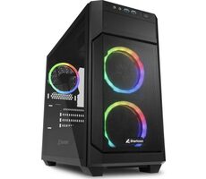Sharkoon V1000 transparente Seite schwarz / Micro-ATX / 2x USB 3.0 / 3x 120 mm / Ohne Stromquelle / transparente Seite