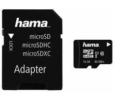 HAMA 124138 microSDHC 16 GB / Klasse 10 / 80 MB/s / Adapter/Mobil