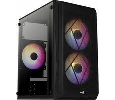 AeroCool CS-107-A-BK-V2 schwarz / mATX / mITX / 3x 120mm FRGB / 1x USB3.0 + 1x USB 2.0 / ohne Netzteil / transparente Seite