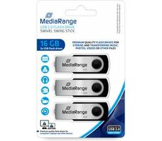 MediaRange MR910-3 USB-Stick 16GB silber / USB 2.0 Typ A / Lesegeschwindigkeit 17 MB/s / Schreibgeschwindigkeit 6 MB/s / Aluminium 