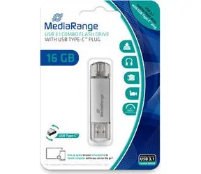 MediaRange MR935 USB-Stick 16GB silber / USB 3.0 Typ A / Lesegeschwindigkeit 60 MB/s / Schreibgeschwindigkeit 15 MB/s / Aluminium