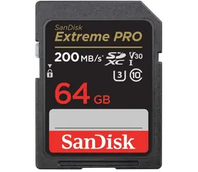 SanDisk Extreme PRO SDXC 64 GB / Klasse 10 / Lesen/Schreiben 200/90 MB/s / geeignet für 4K