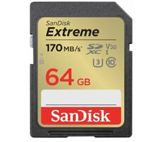 SanDisk Extreme SDXC 64 GB / Klasse 10 / Lesen/Schreiben 170/80 MB/s / geeignet für 4K