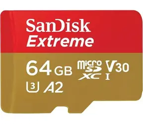SanDisk Extreme microSDXC 64GB + Adapter / Klasse 10 / Lesen: bis zu 170MBs 