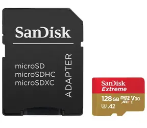SanDisk Extreme microSDXC 128 GB + Adapter / Klasse 10 / UHS-I / Lesen: bis zu 190 MB