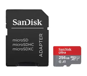SanDisk Ultra microSDXC 256 GB + Adapter / Klasse 10 / UHS-I / Lesen: bis zu 150 MB